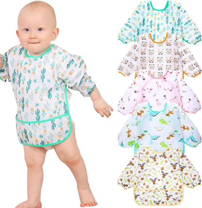 Lictin Baby Bibs for Boys Girls - Long Sleeve Bib, Waterproof Toddler Bibs, 0-24 Months Neutral Baby Smock for Eating