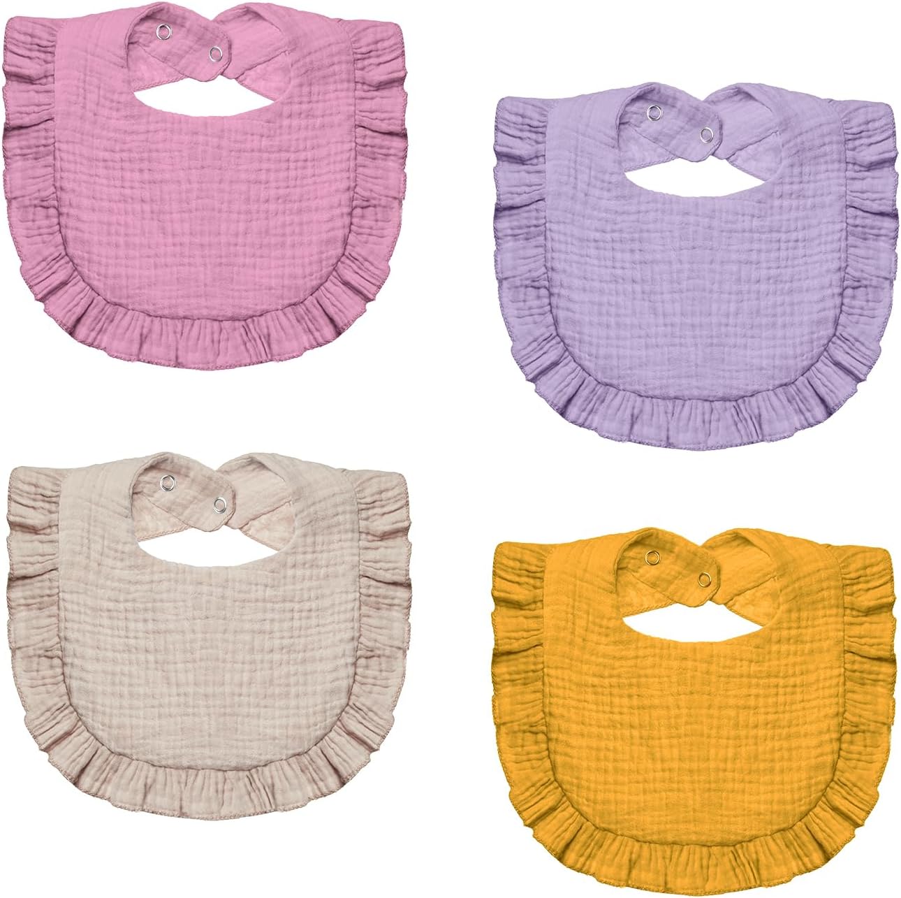 Lictin 4-Pack Muslin Baby Bandana Drool Bibs, Unisex Bandana Drooling Bibs, Super Absorbent Organic Cotton Baby Bibs, Gentle Teething Bibs for Teething Baby Yellow