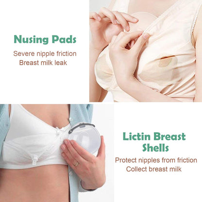 Lictin Breast Shell Breastmilk Collector for Breastfeeding-2 Pcs Silicone Breast Pad Nursing Cup Milk Saver for Nursing Moms Protect Sore Nipples Soft and Reusable with Box