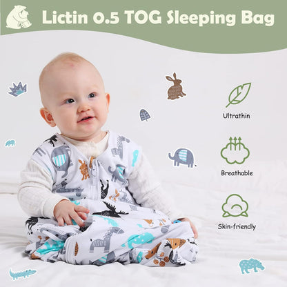 Lictin Baby Sleep Sack 0.5 Tog - 2 Pack Toddler Sleeping Sack 18-36 Months, Summer Baby Sleeping Bag, Sleeveless Baby Wearable Blanket with Adjustable Length and 2-Way Zipper