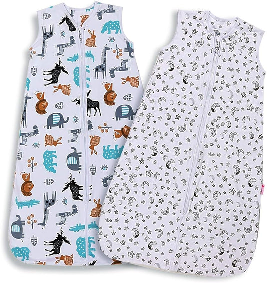 Lictin Baby Sleep Sack 0.5 Tog - 2 Pack Baby Wearable Blanket, Baby Swaddle 3-18 Months, Sleeveless Summer Baby Sleeping Bag with Adjustable Length and 2-Way Zipper